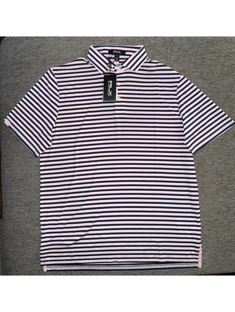 Ralph Lauren RLX Men’s Medium Classic Fit Golf Performance Pink/Navy Polo New